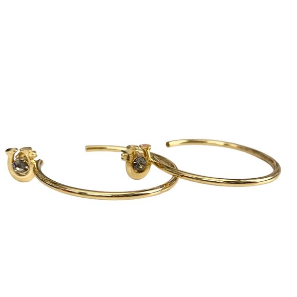 AUTH NEW Coach Gold Signature 1.5" Hoop Earrings with Crystal on Card w/Dust Bag - Picture 4 of 8